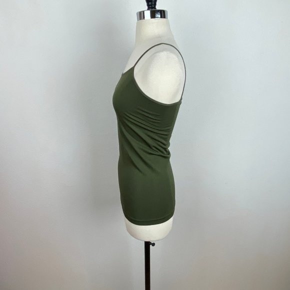 Colorful Army Green Tank Top Seamless Basic Nylon Top One Size w Stretch Sm-Med - Picture 4 of 8